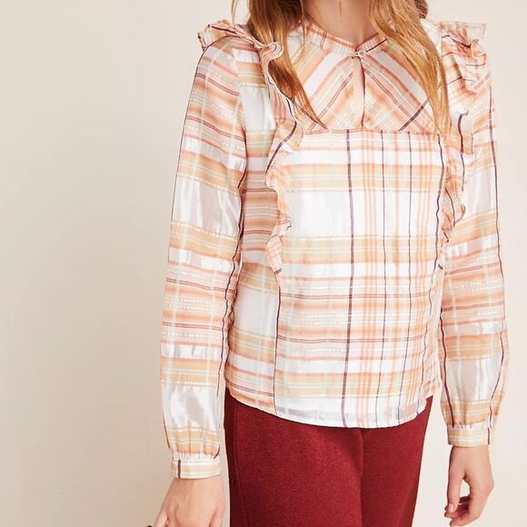 Anthropologie Current Air Polly ruffled peasant blouse size M - Picture 2 of 11
